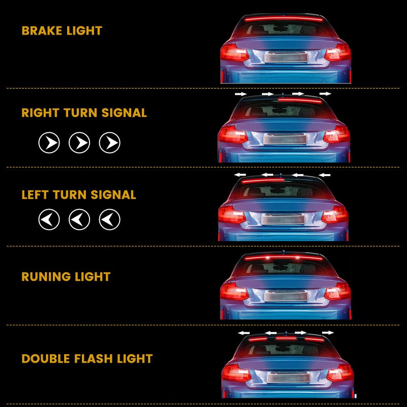 YM EBright YM E-Bright LED Brake Light Strip Light Third Brake 5 Function Sequential Turn Signals Brake High Mount Stop Light for Pickup Truck Van RV SUV Bus Cargo DC12V - Image 5